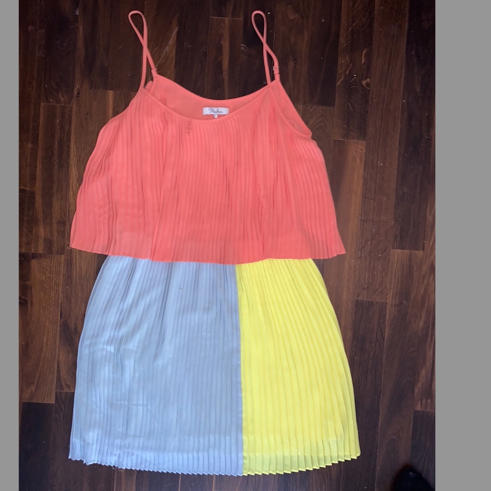 Parker Neon Color Block Dress; size large